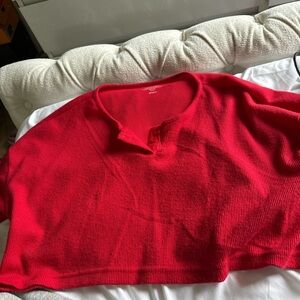 Rue21 Red Cropped Henley Top